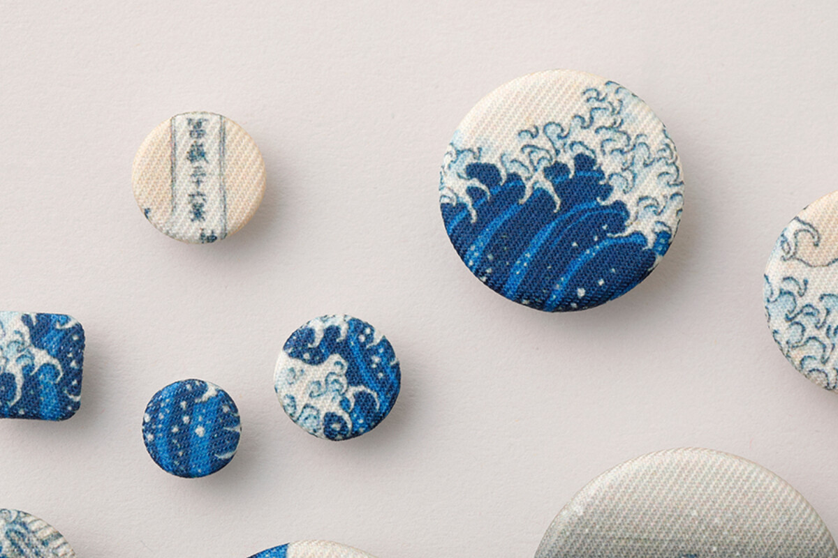 浮世絵くるみボタン 神奈川沖浪裏 14個セットの画像