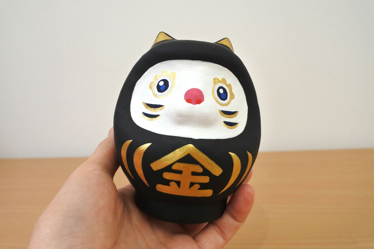 開運ねこだるま 黒金の画像
