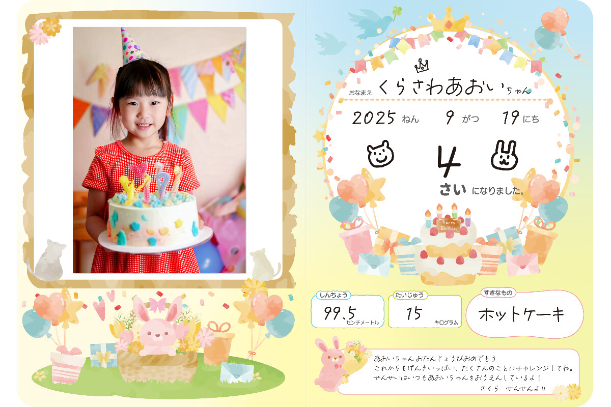 お誕生日カード うさくまパーティーの画像